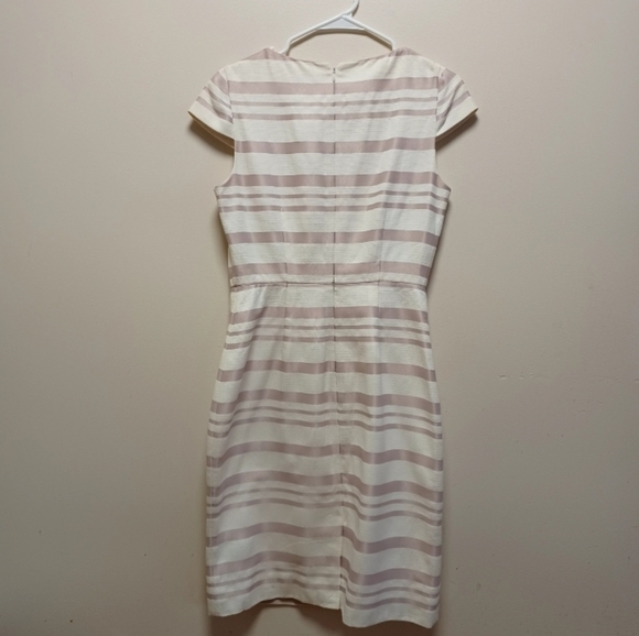NWT J.crew Striped Sheath short sleeve work Dress Pink and Off White womans sz 4 - Picture 6 of 14